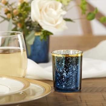 Kate Aspen Blue Mercury Glass Tea Light Holder (Set of 4) | 20191NA