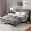 Safstar Full Size Bed Frame w/Linen Fabric Upholstered Headboard & Wooden Slat Support - 4 of 4