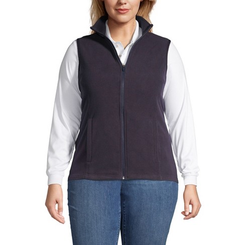 Lands End Women s Plus Size Thermacheck 100 Fleece Vest 2x True Navy