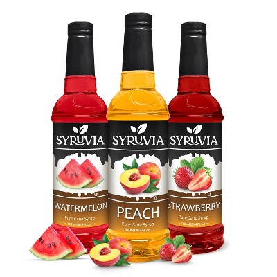 Syruvia Coffee Flavors Variety Pack: Watermelon, Peach & Strawberry 25.4 fl oz Syrup