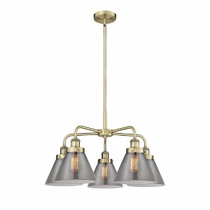 Cone - 5 Light Stem Hung Chandelier In Art Deco Style-15 Inches Tall and 25.75 Inches Wide - 1 of 1