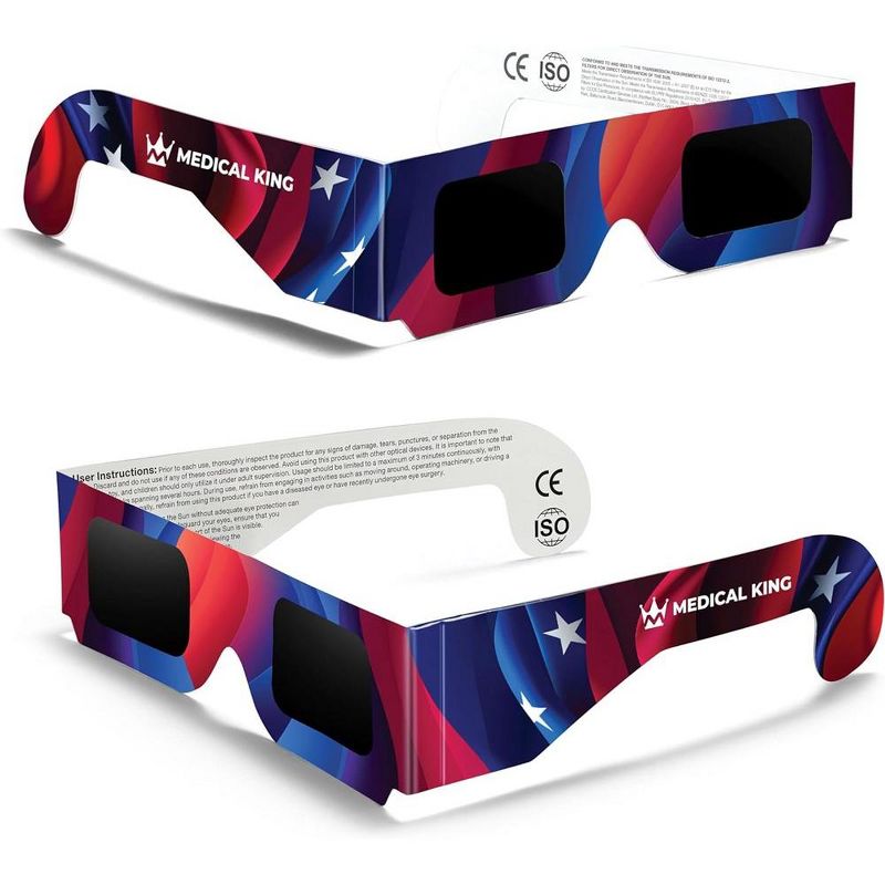 Solar Eclipse Glasses 2 pack - 2024 CE and ISO Certified 2024 American Design Safe Shades for Direct Sun Viewing - MedicalKingUsa, 1 of 8