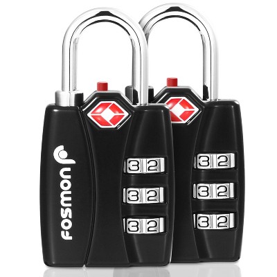 Fosmon 2 Pack TSA Approved Luggage Locks, Combination Padlock with Open Alert, Combo TSA Locks for Luggage, Suitcase, Backpack, Bag - Black