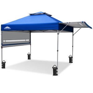 EAGLE PEAK 17x10ft Pop Up Canopy with Awnings, Heavy Duty Instant Beach Sun Shelter with Adjustable Dual Half Awnings, 4 Sandbags - 1 of 4
