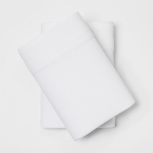 King Solid Cosy Jersey Pillowcase Set White - Threshold