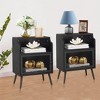 VECELO Mid-Century Nightstand Industrial Bedside End Table with Open Drawer Shelf Brown/Black - image 4 of 4