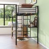VYNXARIA Twin Metal Loft Bed with Desk, Safety Guard & Ladder, No Box Spring Needed, Black - 3 of 4