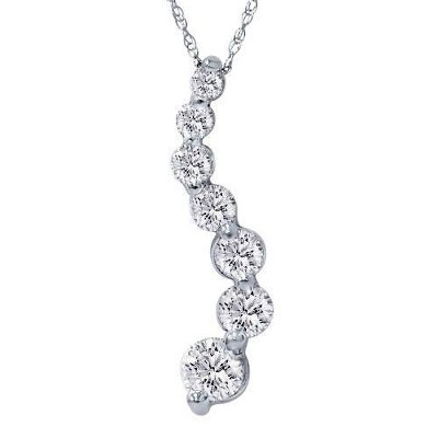 Pompeii3 1ct Diamond Journey Pendant 14K White Gold New