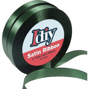iDIY Satin Ribbon (1/2", 50 Yards) No Wire, DIY Arts & Crafts, Gift Wrapping Baskets, Sewing Projects, Party Embellishment, Hair Bows (Forest Green) - 1 of 4