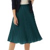 A-Line Swing Skirt for Women, High Elastic Waist Pleated Chiffon Midi Blackish Green - 2 of 4