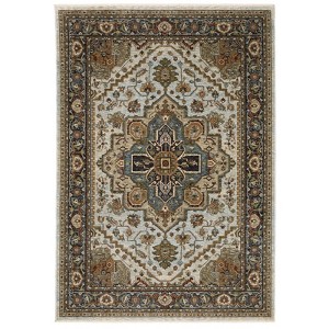 Arya Persian Medallion Indoor Area Rug Beige/Sky Blue - Captiv8e Designs - 1 of 4