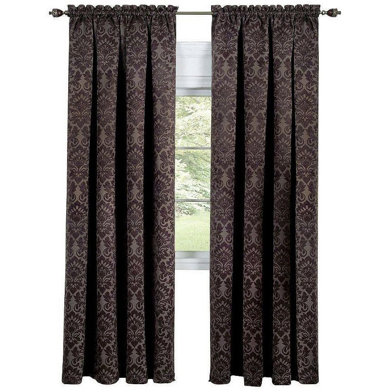 Kate Aurora Royal Living 2 Piece Rod Pocket Damask Design 95% Blackout Curtain Panels, 1 of 3