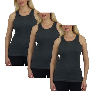 Galaxy By Harvic Women's Loose Fit Ribbed Tank Top-3 Pack - 1 of 4