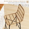 Brown Rattan Bar Stools Set of 2, 26" High Bar Stools with Backrest - 3 of 4