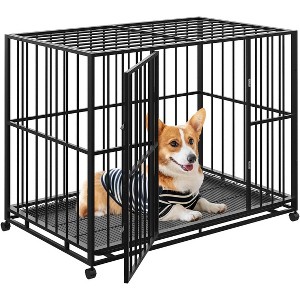 Dog Crate, Heavy Duty Stainless Steel Dog Kennel Indoor Escape Proof with Wheels and Removable Tray, Dog Cage Stackable - 1 of 4