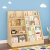 ORRD 4-Tier Kids Bookshelf & Toy Organizer, Natural Wood Bookcase with Storage Bins for Playroom, Nursery & Bedroom - 3 of 4