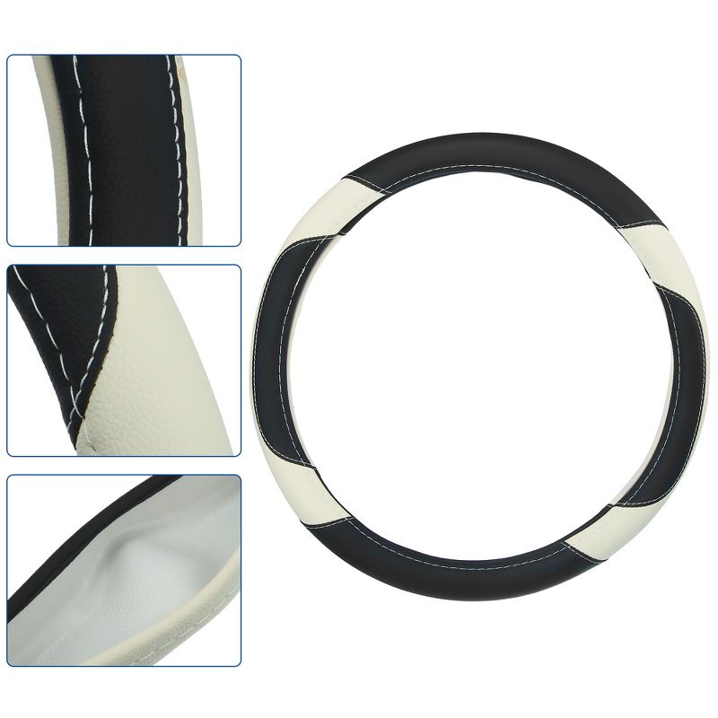 Unique Bargains Anti-Slip Faux Leather Car Steering Wheel Cover 14.5"-15", 5 of 7