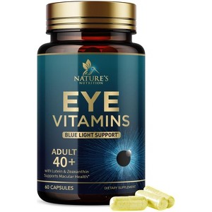 Eye Vitamins & Mineral Supplement - Contains Lutein, Zinc, Vitamins C, E & Zeaxanthin - Supports Eye Strain, Vision Macular Health - 60 Capsules - 1 of 4