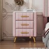 Upholstered Wooden Nightstand with 3 Drawers and Metal Legs&Handles, Bedside Table with Marbling Worktop - image 2 of 4