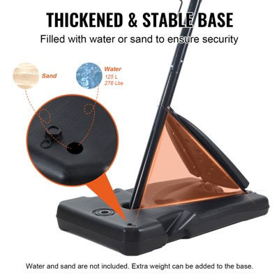 Adjustable Height Portable Multicolor Basketball Hoop with Fillable Base