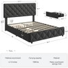Homhougo Full Size Bed Frame with 4 Storage Drawers, Upholstered Platform Bed Frame with Adjustable Headboard, Diamond Stitched Button Tufted, Grey - 2 of 4