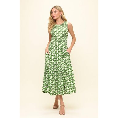 WEST K Women's Elowen Smocked Bodice Knit Midi Dress- Small - Green Geo :  Target