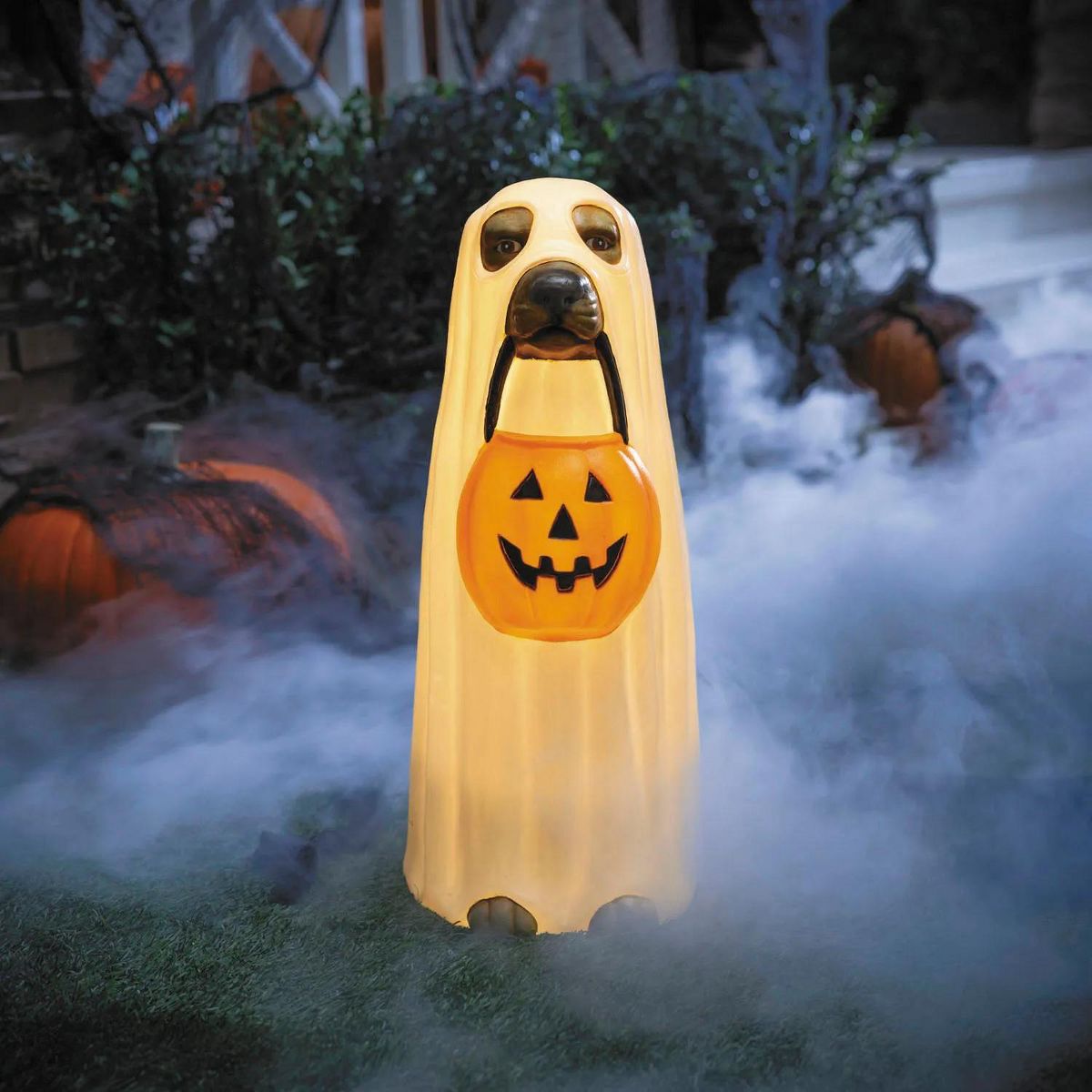 Morris Costumes 23 1/4" Light-Up Ghost Dog Blow Mold with C7 LED Halloween Decoration