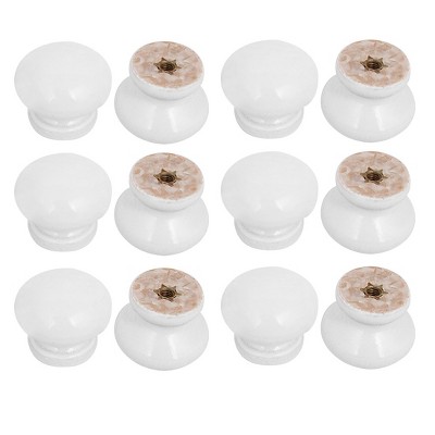 Unique Bargains Cabinet Drawer Single Hole Wooden Pull Knobs Handles White 1.1"x0.9" 12pcs