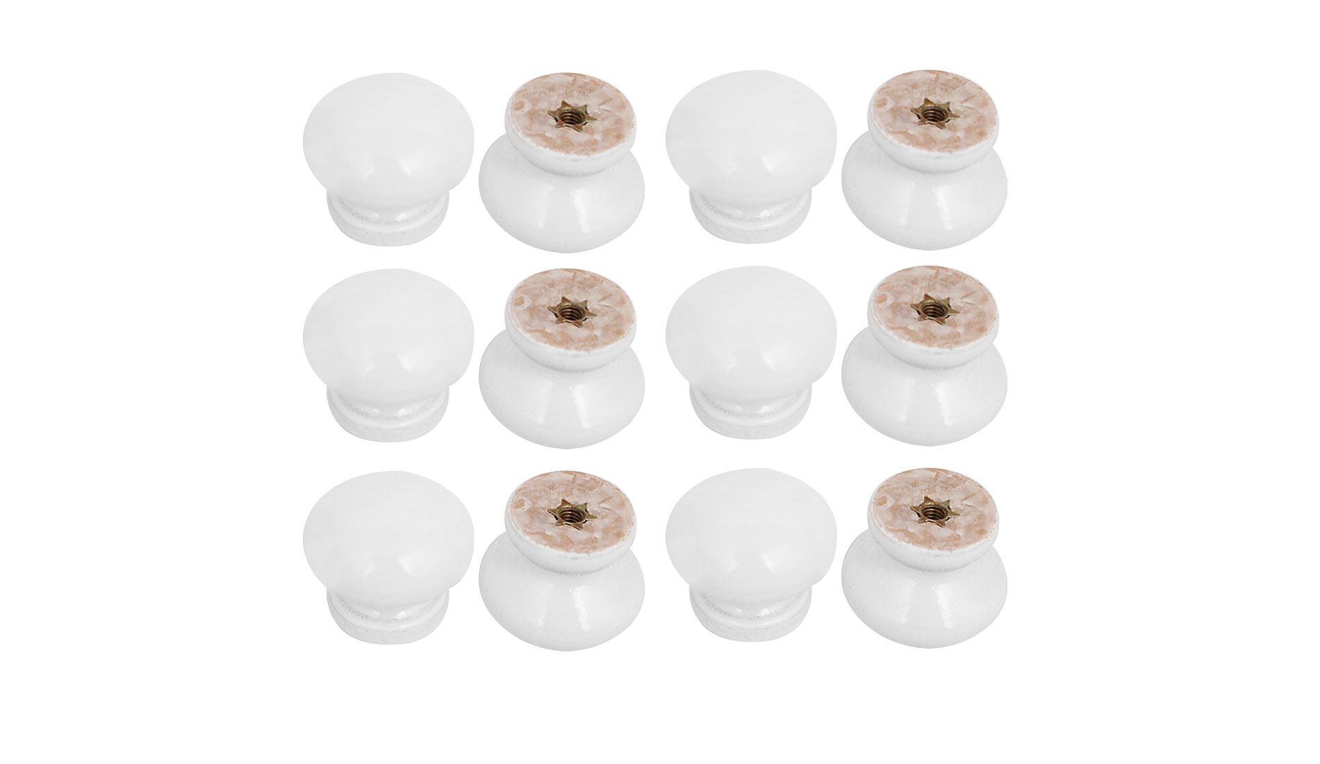 Unique Bargains Cabinet Drawer Single Hole Wooden Pull Knobs Handles White 1.1" x 0.9" 12 Pcs