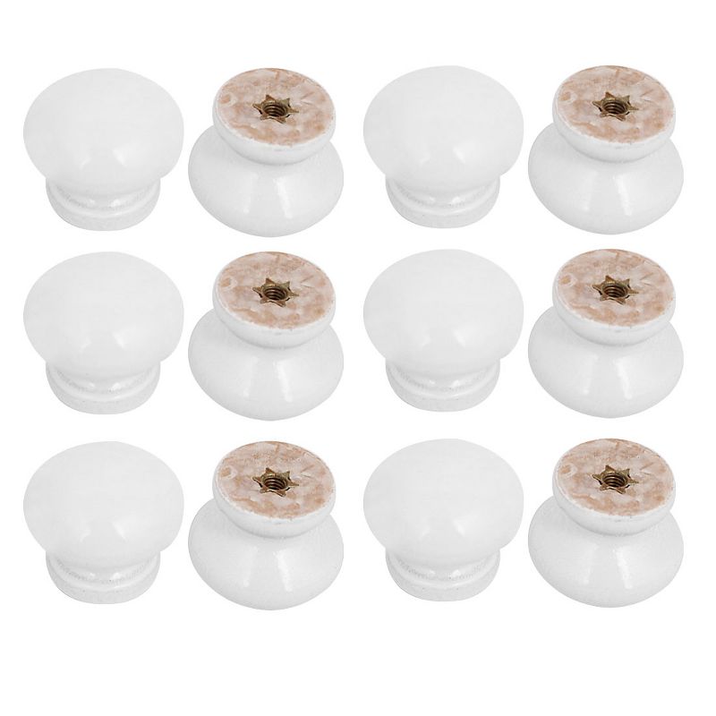 Unique Bargains Cabinet Drawer Wooden Pull Knobs Handles White 1.1"x0.9" 12pcs, 1 of 5