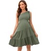 Coolmee Women's Summer Maternity Mini Dress One Shoulder Sleeveless Knot Short Dress Tiered Flowy Sundress - 2 of 4