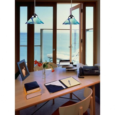 Polished Chrome Mini Pendant with Multicolor Caribbean Glass Shade