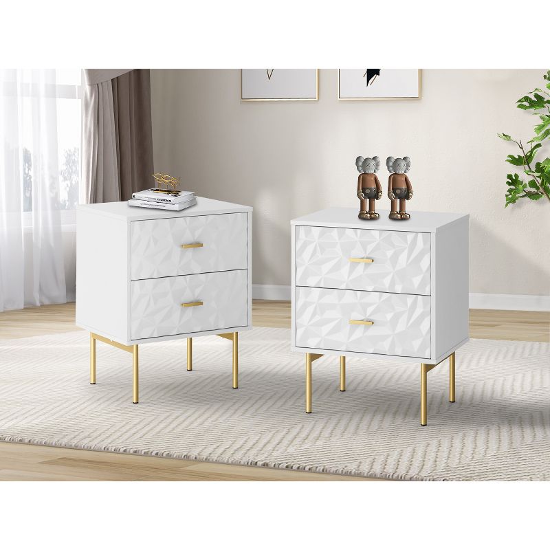 Viviano 25.2'' Tall 2-Drawer Nightstand with two drawers and metal Legs Set of 2|Karat Home, 2 of 11