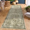 Washable Area Rug - Low Pile, Non-Slip, Floral Boho Design, Soft Faux Wool, Durable & Easy Care,9*12ft, Green - 2 of 4