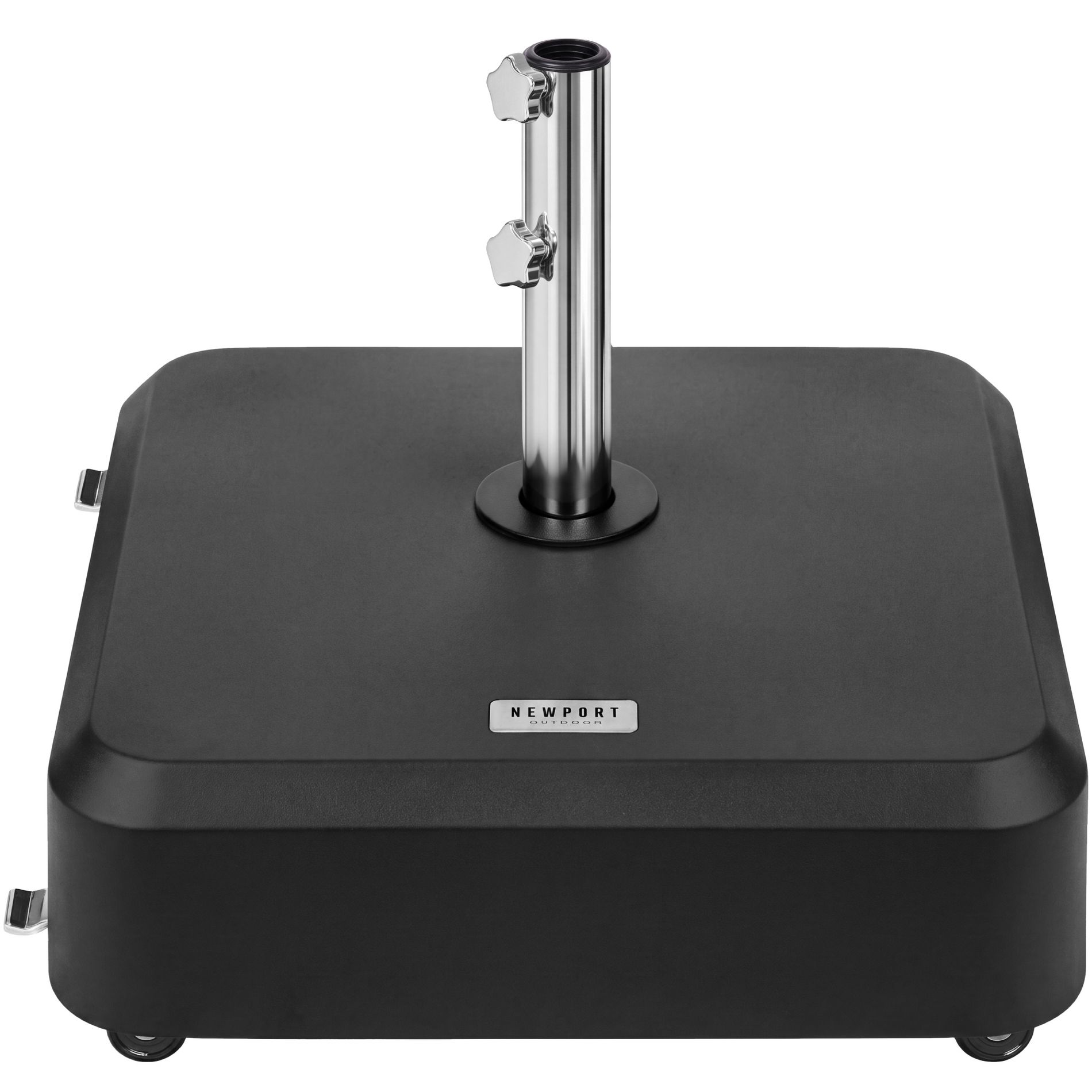 Newport Outdoor Commercial Umbrella Base with Wheels, Heavy Duty Patio Umbrella Stand, Fillable 123lb Capacity HDPE