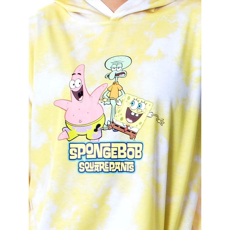 Spongebob Squarepants Tie Dye Womens' Pajama Cropped Hooded Jogger Set Yellow, 4 of 5