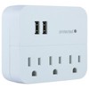 GE 3 Outlet 2 USB Port Surge Protector Tap 560 White: Multi Outlet Extender with LED Warning Lights & Rotating Covers - 3 of 4