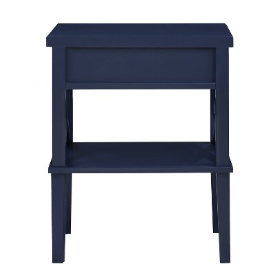 Marta Midnight Blue 1-Drawer Hardwood Nightstand with Shelf