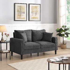 CAVINAS 57" High Resilience 2-seater Sofa, Modern Upholstered Loveseat Sofa, 2 Seat Sofa, Couches for Living Room Bedroom Apartment - 1 of 4