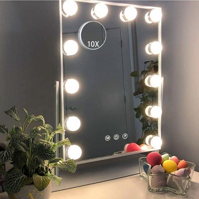 Vanity Mirror with Lights, 15 Dimmable Bulbs with 3 Color Lighting Modes, Smart Touch Control, Sturdy Metal Frame Design