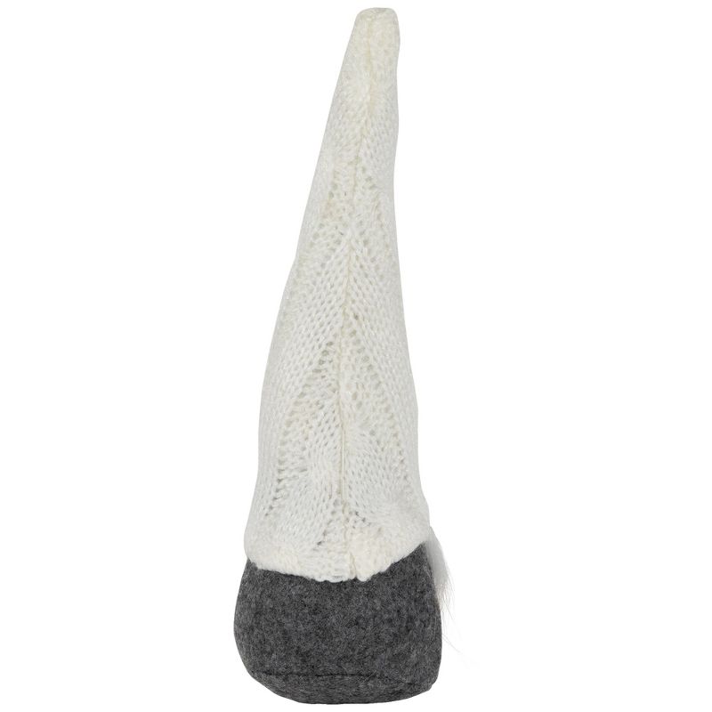 Northlight 8" Gray and White Gnome with Cable Knit Hat Christmas Decoration, 5 of 8
