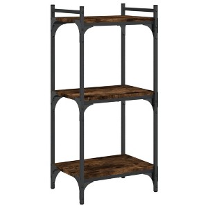 vidaXL 3-Tier Smoked Oak Bookcase - Engineered Wood Bookshelf - Home Decorative Organizer with Adjustable Feet and Reinforced Metal Frame for Any Room - 1 of 4