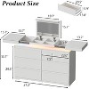 PAKASEPT White Dresser with Mirror for Bedroom, Modern 6 Drawers Dresser with Charging Station & LED Lights, Chest of Drawers with Sliding Desktop - 2 of 4
