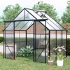 8X6FT-Black Double Door Polycarbonate Greenhouse Raised Base and Anchor Aluminum Heavy Duty Walk-in Greenhouses for Outdoor Backyard in All Season - 3 of 4