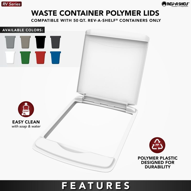 Rev-A-Shelf RV-50-LID-1 50 Quart Trash Can Replacement Lid (Lid Only), 4 of 7