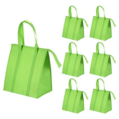 Unique Bargains Non-Woven Thermal Insulation Zippered Reusable Grocery Bags 6 Pack
