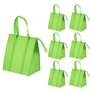 Unique Bargains Non-Woven Thermal Insulation Zippered Reusable Grocery Bags 6 Pack - 1 of 3