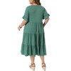 Women's Plus Size V Neck Ruffle Sleeve Swing Tiered Babydoll Dress with Pockets - Agnes Orinda - 4 of 4