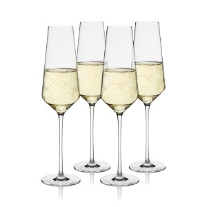 Viski Liminal Crystal Flutes, Ultrathin Clear Drinking Glasses, Thin & Lightweight, Elegant Glassware for Champagne, Wines & Cocktails, 9 oz, Set of 4 - 1 of 4