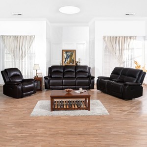 Home Imports Emporium Contemporary Recliner Sofa,Loveseat and Chair Set, Manual Reclining Set for Living Room in Espresso - 1 of 4